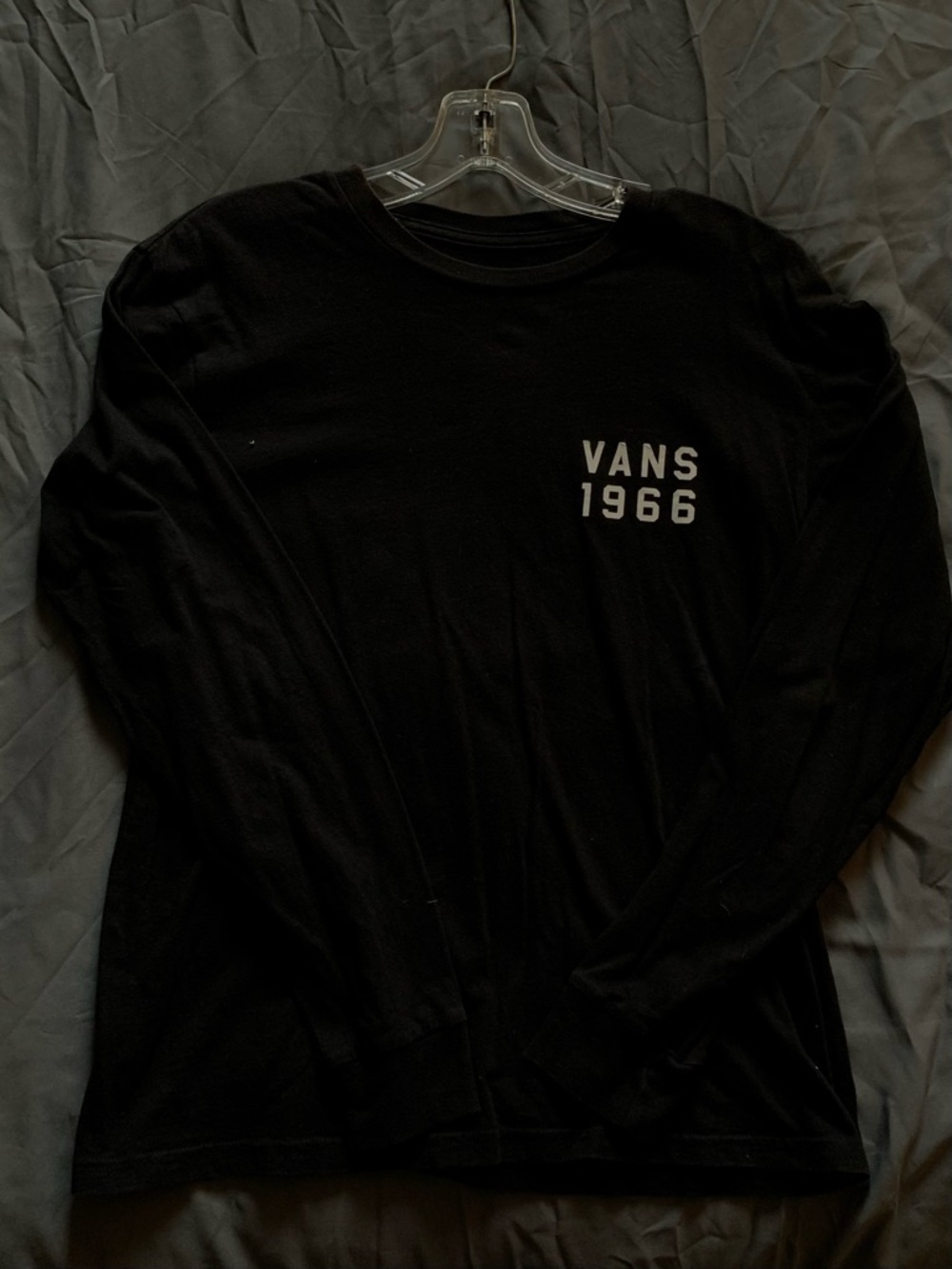 Vans Black Long Sleeve Shirt with White Chest Logo